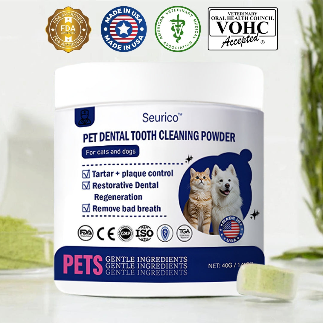 (official Store】LastDay! 70% OFF! - Seurico™Pet Dental Powder -Freshen Breath,Regenerate Teeth &Remove Tartar(AVMARecommended for Cats &Dogs