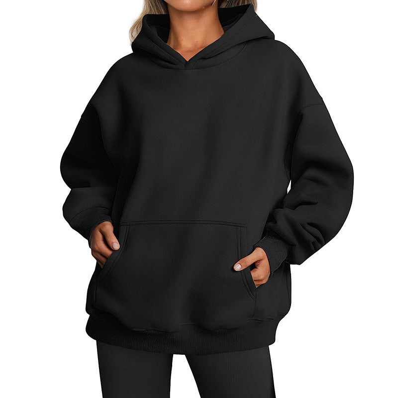 Basic Thick Solid Color Pullover Hoodie