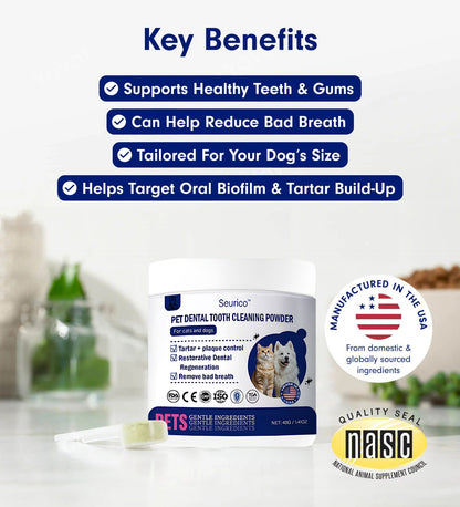 (official Store】LastDay! 70% OFF! - Seurico™Pet Dental Powder -Freshen Breath,Regenerate Teeth &Remove Tartar(AVMARecommended for Cats &Dogs